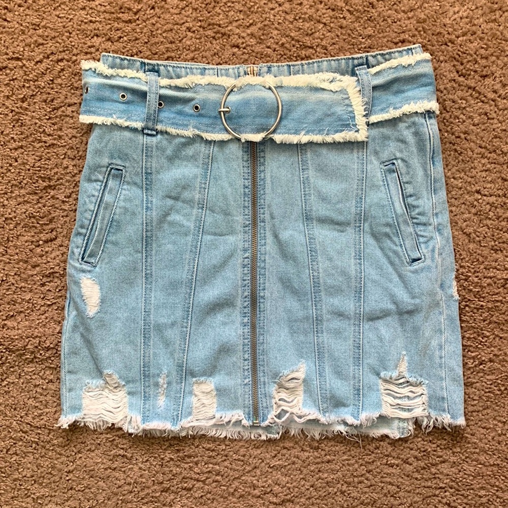 Light blue denim skirt